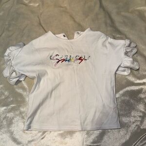 Givenchy White Kids Tee with Ruffle Sleeves